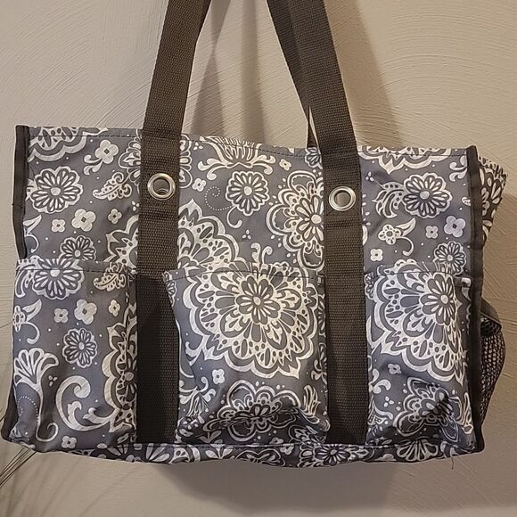 THIRTY-ONE BROWN DAMASK MEDIUM ORGANIZING UTILITY TOTE BAG - Picture 2 of 13